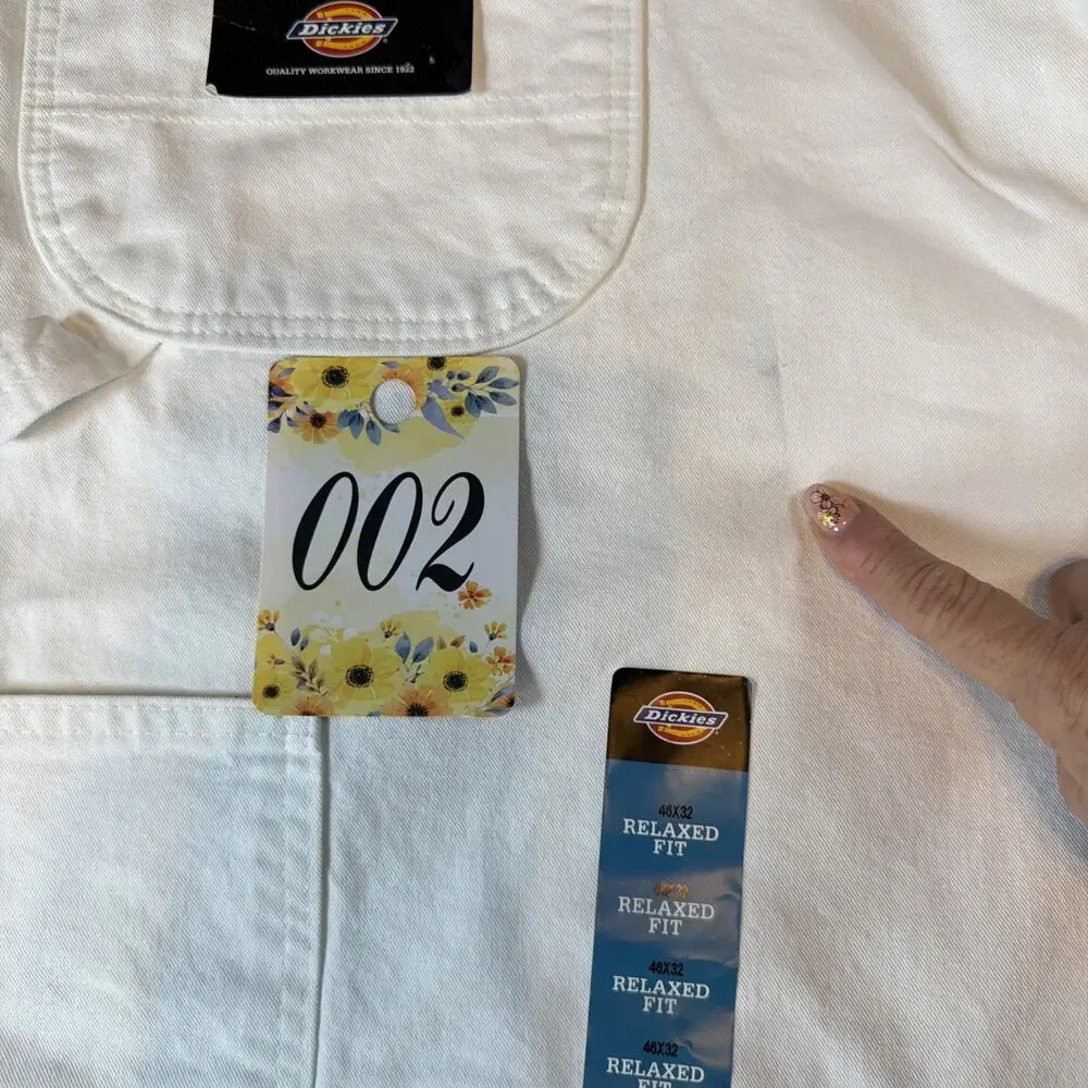 Dickies Men’s New Painter Pants size 46 x 32 Relaxed White Cargo Double Knee